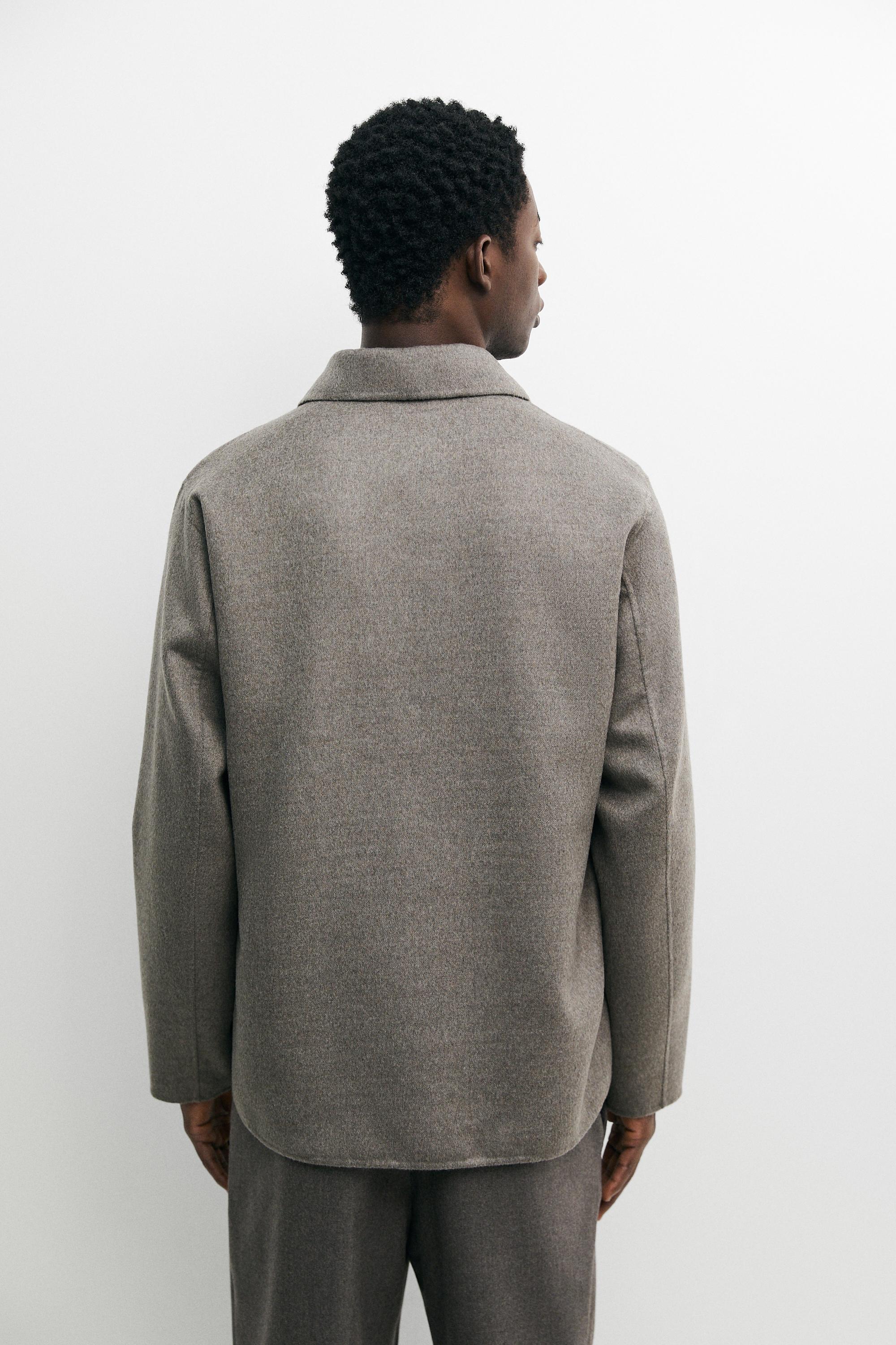 Wool blend overshirt with button detail